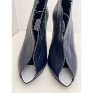 BALENCIAGA PARIS Womens Deep-V Cut Peep Toe High Heel black Bootie Pumps Eu 37